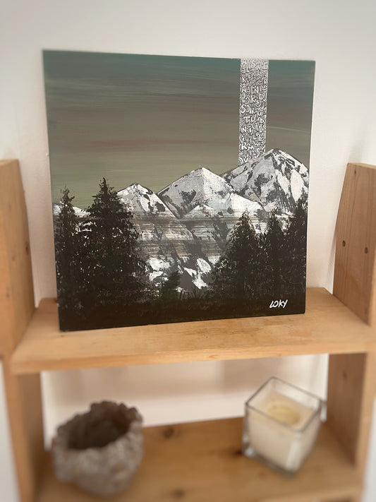 "Derrière les montagnes" 30x30 cm